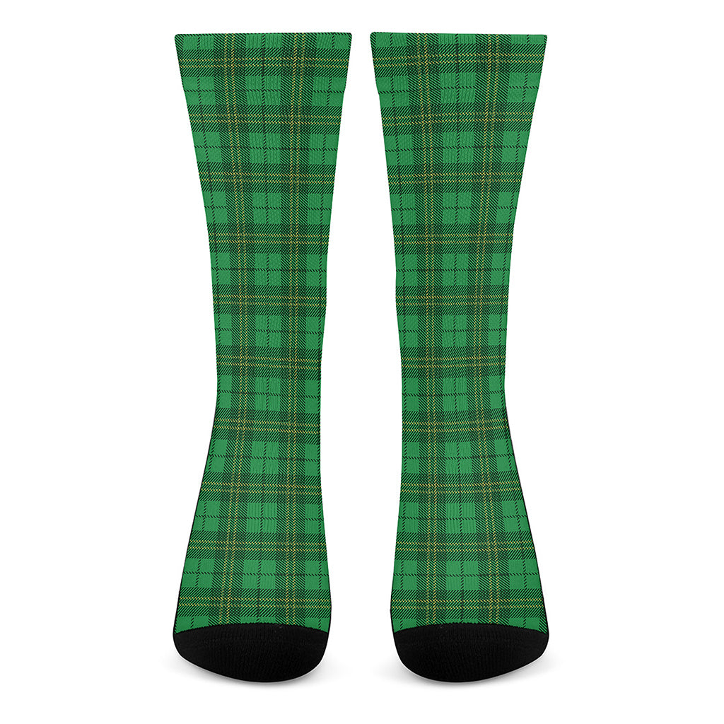 Green Tartan St. Patrick's Day Print Crew Socks