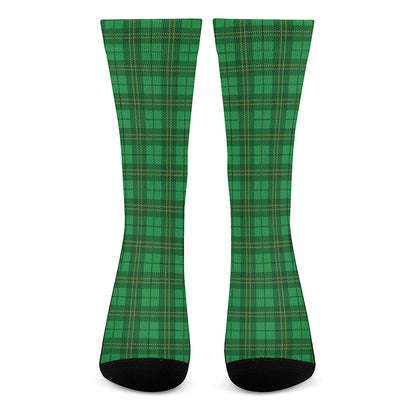 Green Tartan St. Patrick's Day Print Crew Socks