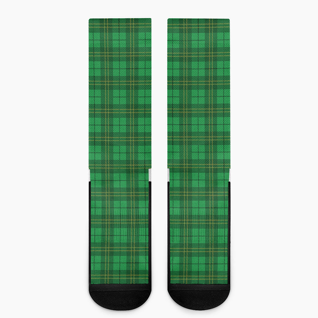Green Tartan St. Patrick's Day Print Crew Socks