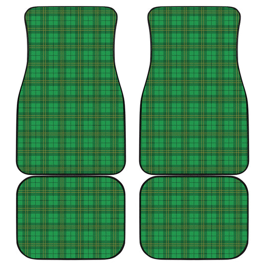 Green Tartan St. Patrick's Day Print Front and Back Car Floor Mats