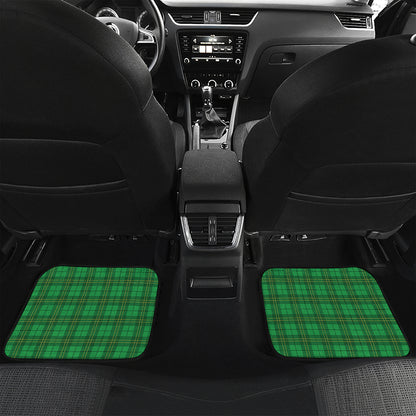 Green Tartan St. Patrick's Day Print Front and Back Car Floor Mats
