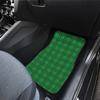 Green Tartan St. Patrick's Day Print Front and Back Car Floor Mats