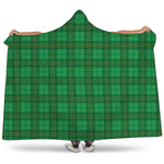 Green Tartan St. Patrick's Day Print Hooded Blanket