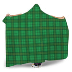 Green Tartan St. Patrick's Day Print Hooded Blanket