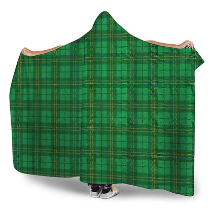 Green Tartan St. Patrick's Day Print Hooded Blanket