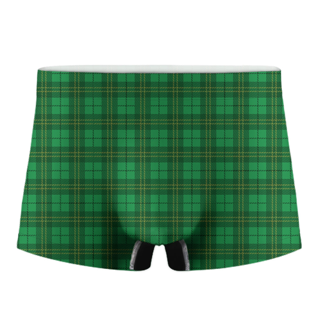 Green Tartan St. Patrick's Day Print Men's Boxer Briefs