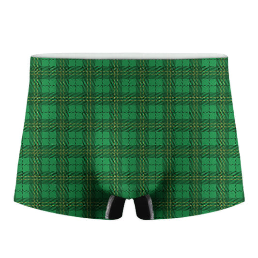 Green Tartan St. Patrick's Day Print Men's Boxer Briefs