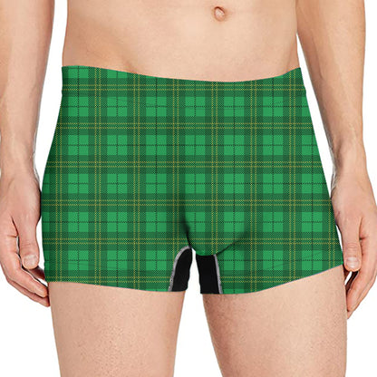 Green Tartan St. Patrick's Day Print Men's Boxer Briefs