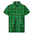 Green Tartan St. Patrick's Day Print Men's Short Sleeve Shirt
