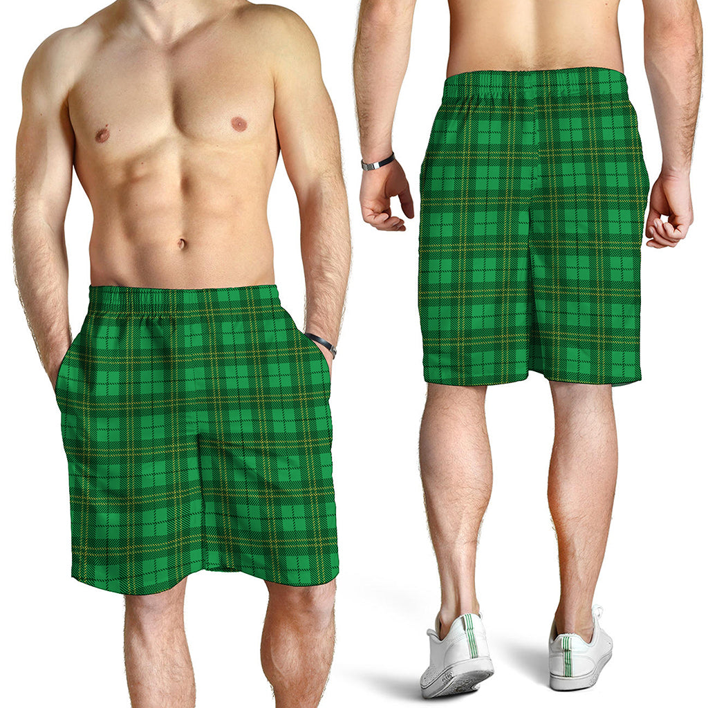 Green Tartan St. Patrick's Day Print Men's Shorts