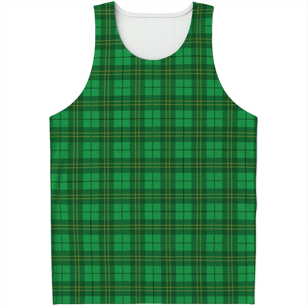 Green Tartan St. Patrick's Day Print Men's Tank Top