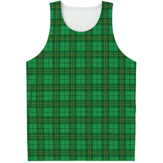 Green Tartan St. Patrick's Day Print Men's Tank Top