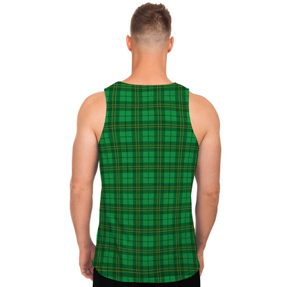 Green Tartan St. Patrick's Day Print Men's Tank Top