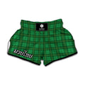 Green Tartan St. Patrick's Day Print Muay Thai Boxing Shorts