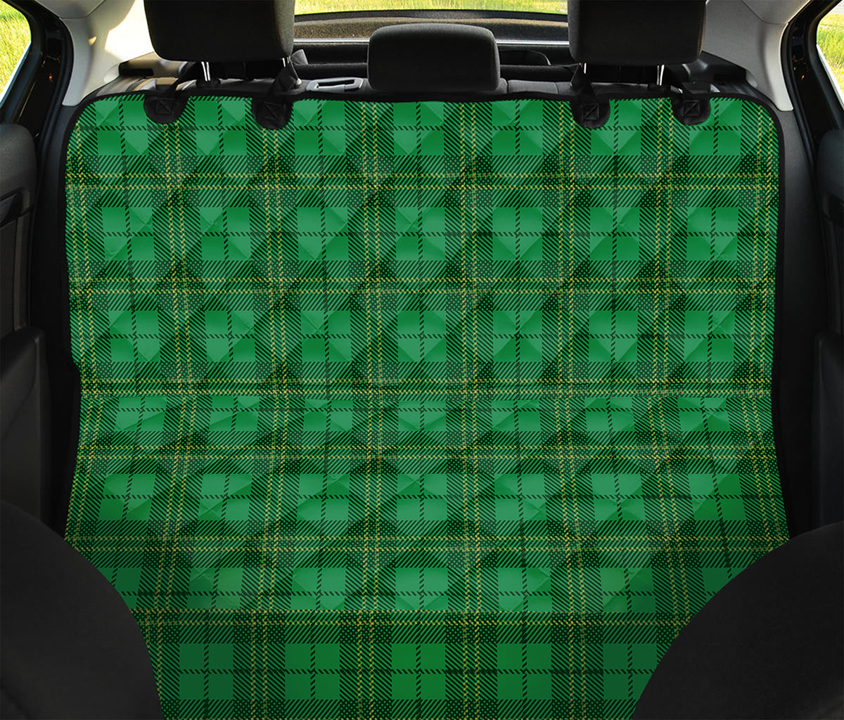 Green Tartan St. Patrick's Day Print Pet Car Back Seat Cover