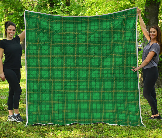 Green Tartan St. Patrick's Day Print Quilt