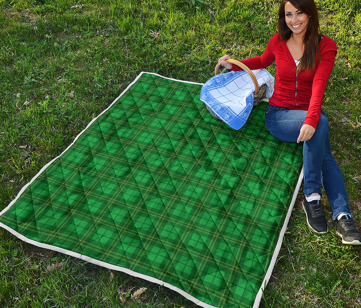 Green Tartan St. Patrick's Day Print Quilt