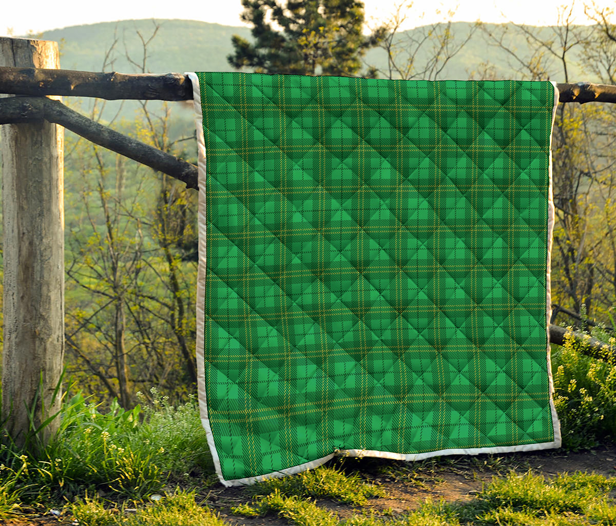 Green Tartan St. Patrick's Day Print Quilt