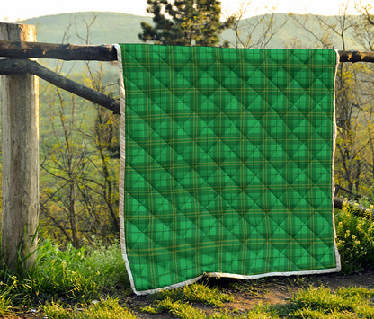 Green Tartan St. Patrick's Day Print Quilt