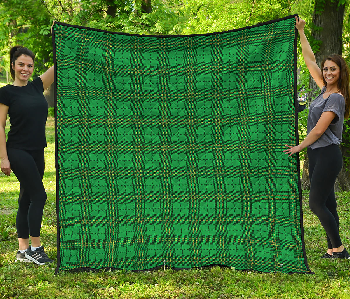 Green Tartan St. Patrick's Day Print Quilt