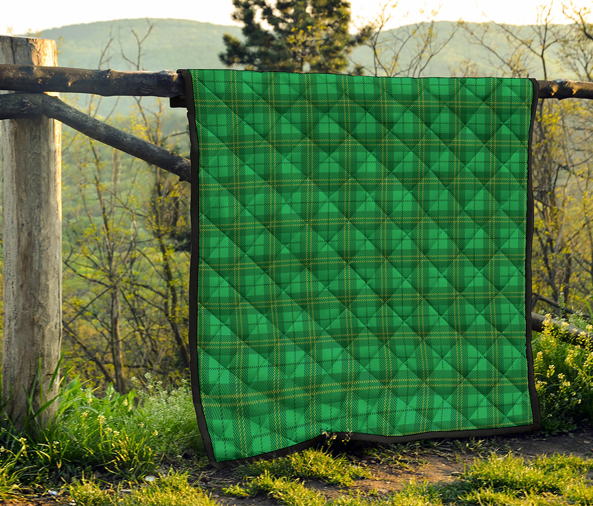 Green Tartan St. Patrick's Day Print Quilt