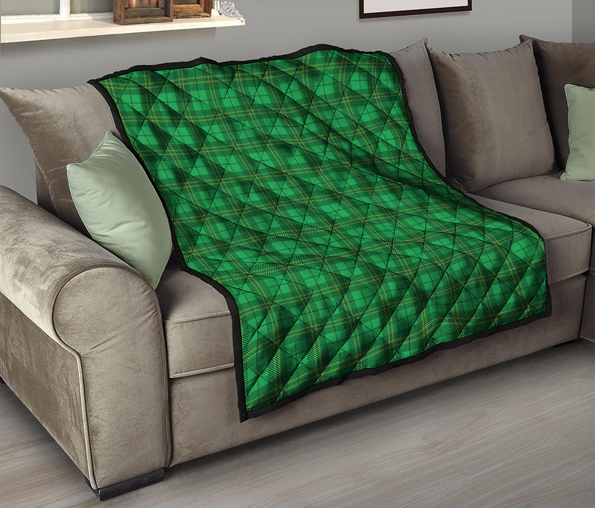 Green Tartan St. Patrick's Day Print Quilt