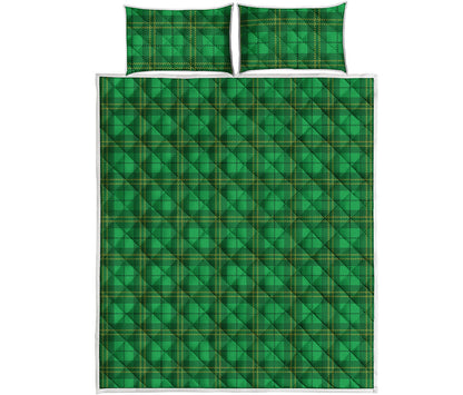 Green Tartan St. Patrick's Day Print Quilt Bed Set