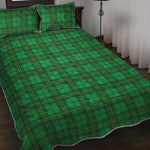 Green Tartan St. Patrick's Day Print Quilt Bed Set