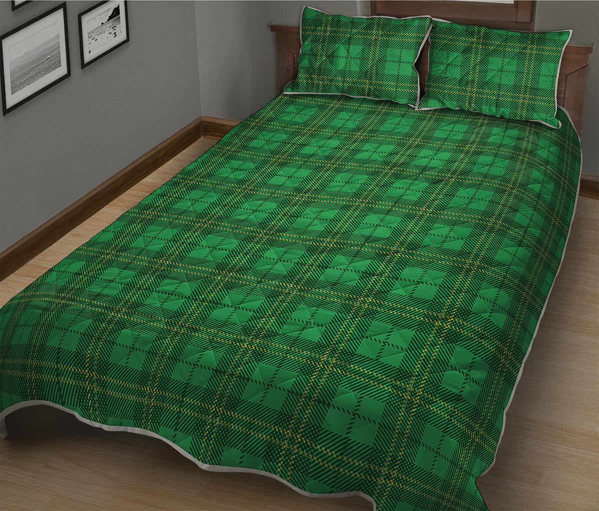 Green Tartan St. Patrick's Day Print Quilt Bed Set