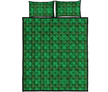 Green Tartan St. Patrick's Day Print Quilt Bed Set