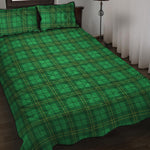 Green Tartan St. Patrick's Day Print Quilt Bed Set