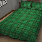 Green Tartan St. Patrick's Day Print Quilt Bed Set
