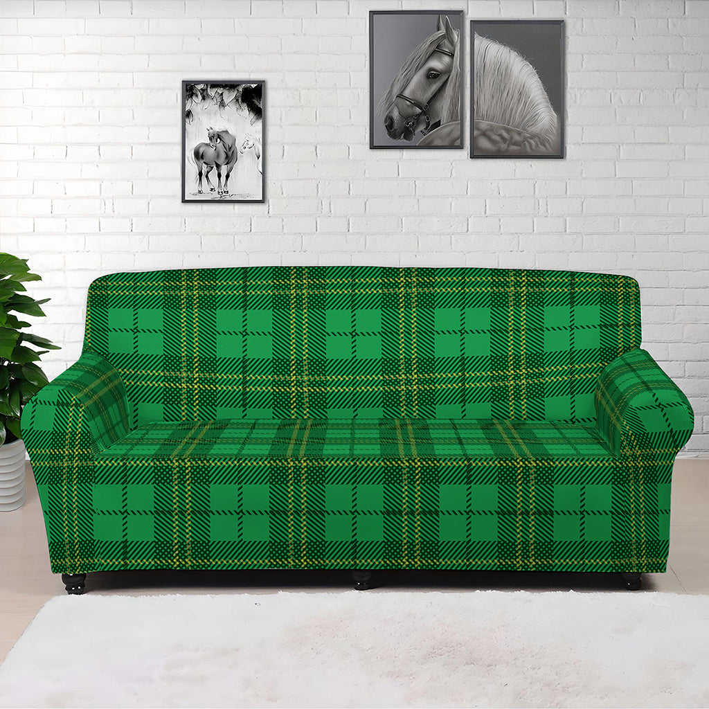 Green Tartan St. Patrick's Day Print Sofa Cover