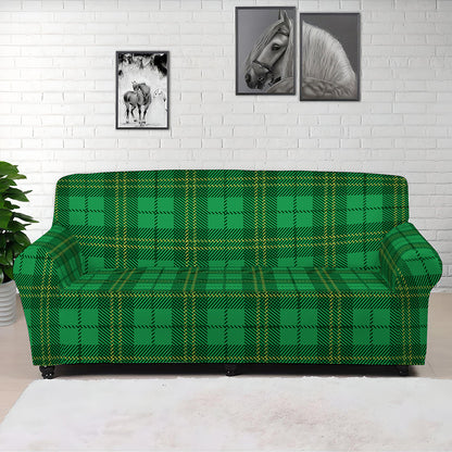 Green Tartan St. Patrick's Day Print Sofa Cover