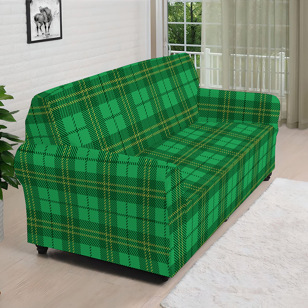 Green Tartan St. Patrick's Day Print Sofa Cover