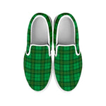 Green Tartan St. Patrick's Day Print White Slip On Shoes