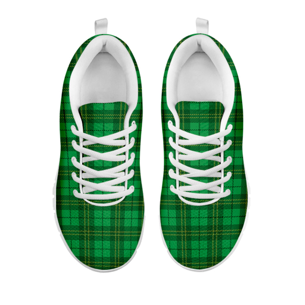Green Tartan St. Patrick's Day Print White Sneakers