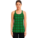 Green Tartan St. Patrick's Day Print Women's Racerback Tank Top