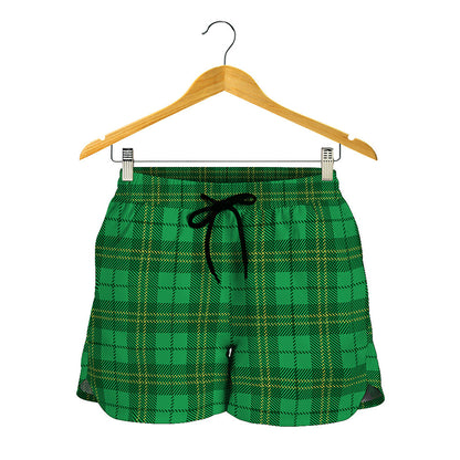 Green Tartan St. Patrick's Day Print Women's Shorts