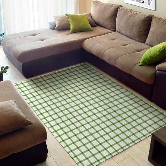 Green Tattersall Pattern Print Area Rug