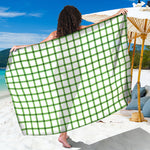 Green Tattersall Pattern Print Beach Sarong Wrap