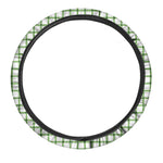 Green Tattersall Pattern Print Car Steering Wheel Cover