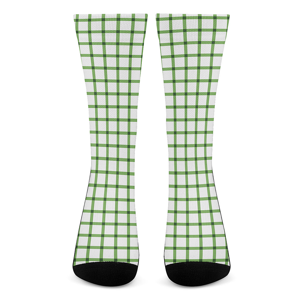 Green Tattersall Pattern Print Crew Socks