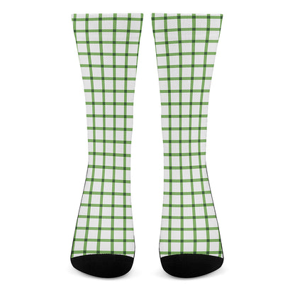 Green Tattersall Pattern Print Crew Socks