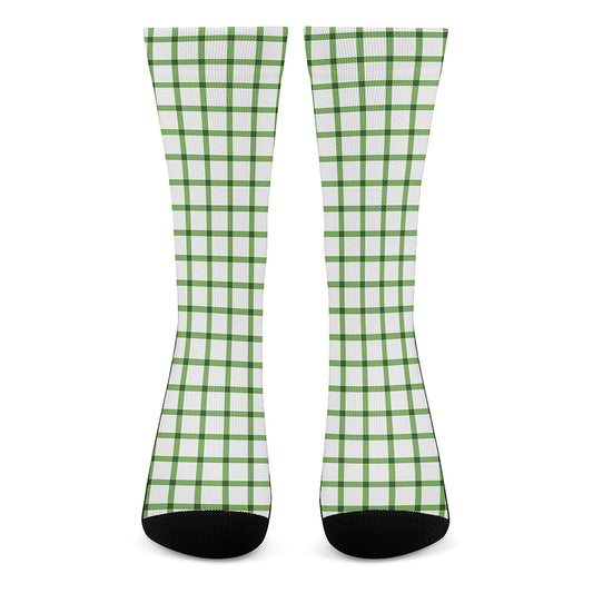 Green Tattersall Pattern Print Crew Socks