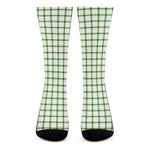 Green Tattersall Pattern Print Crew Socks