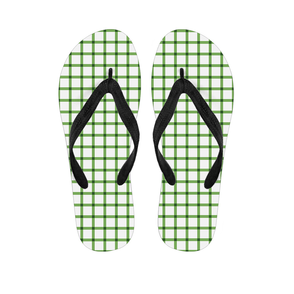 Green Tattersall Pattern Print Flip Flops