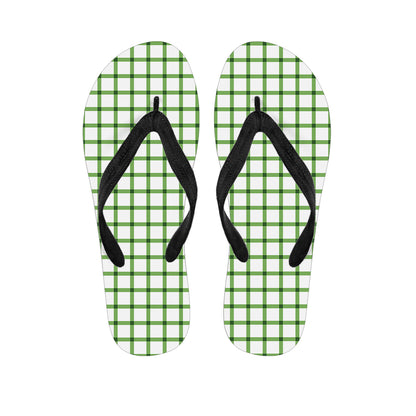Green Tattersall Pattern Print Flip Flops