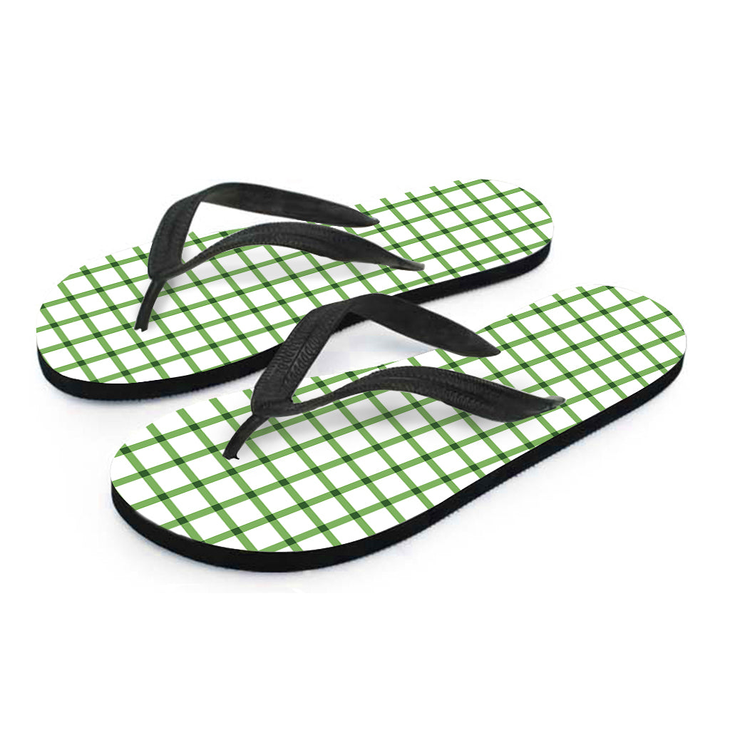 Green Tattersall Pattern Print Flip Flops