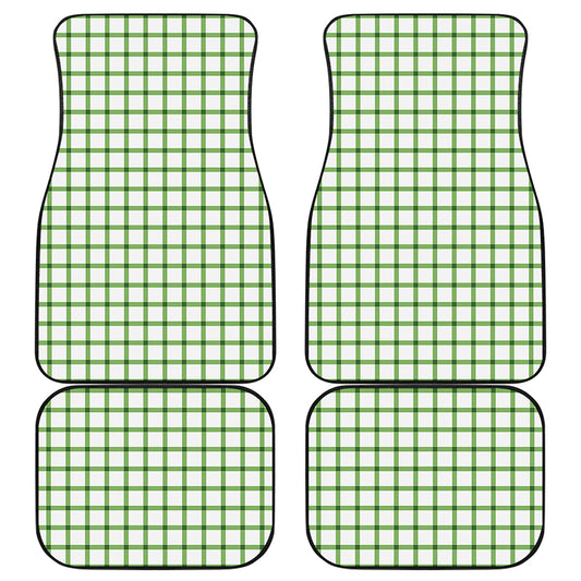 Green Tattersall Pattern Print Front and Back Car Floor Mats
